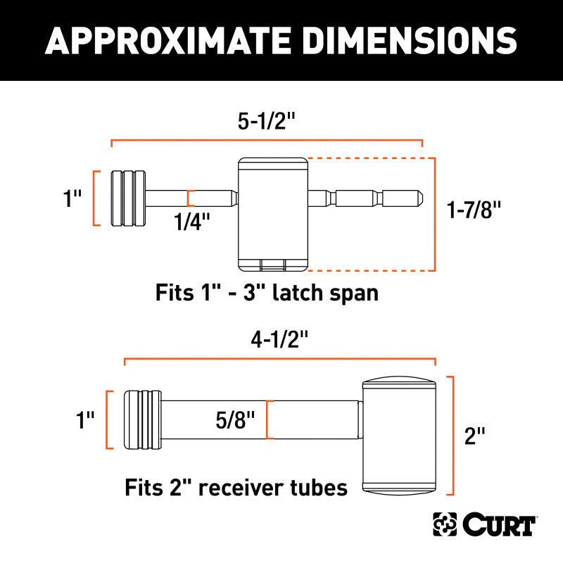 Curt Right-Angle Hitch & Coupler Lock Set (2in Receiver 1in to 3in Latch)