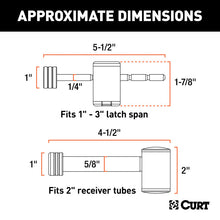 Load image into Gallery viewer, Curt Right-Angle Hitch &amp; Coupler Lock Set (2in Receiver 1in to 3in Latch)