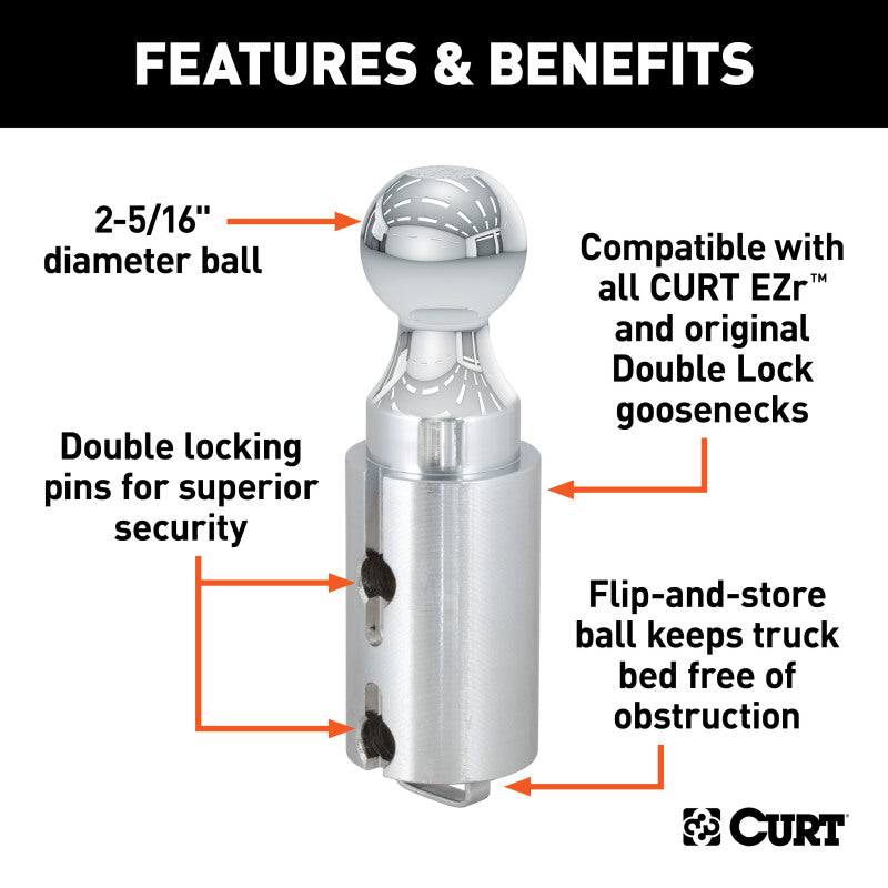 Curt Universal Double Lock 2-5/16in Gooseneck Ball