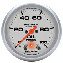 Load image into Gallery viewer, Autometer Ultra-Lite 66.7mm Oil Press 2 5/8in 100PSI Digital Stepper Motor w/ Peak &amp; Warning Light