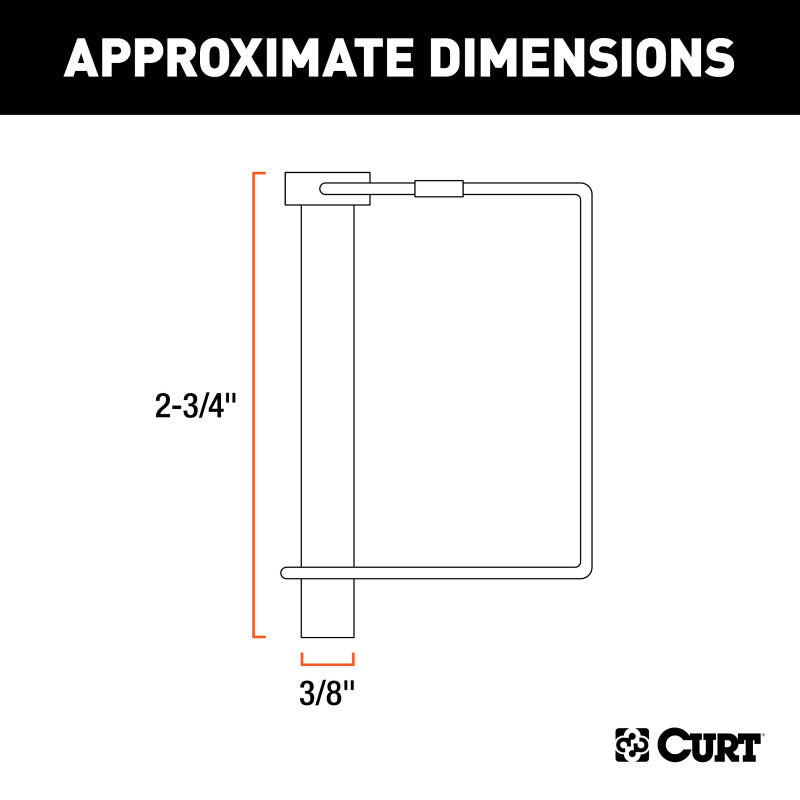 Curt 3/8in Safety Pin (2-3/4in Pin Length Packaged)