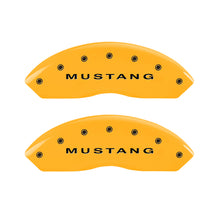 Load image into Gallery viewer, MGP 4 Caliper Covers Engraved Front Mustang Rear Bar &amp; Pony Yellow Finish Blk Char 2006 Ford Mustang