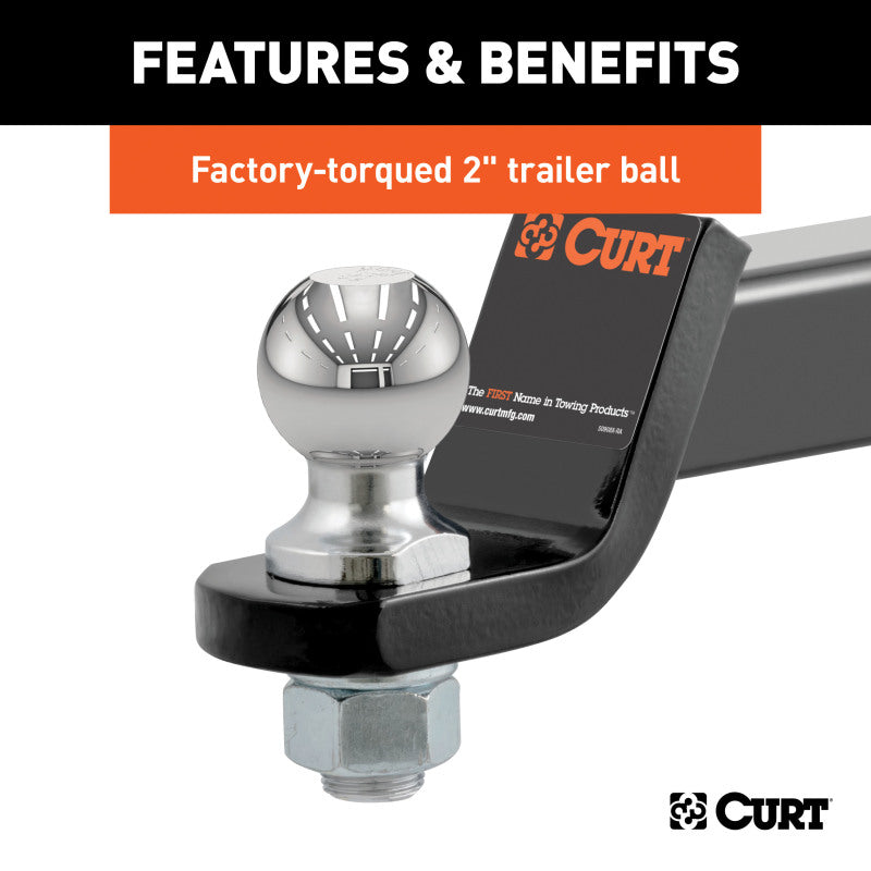 Curt Towing Starter Kit w/2in Ball (2in Shank 7500lbs 2in Drop)