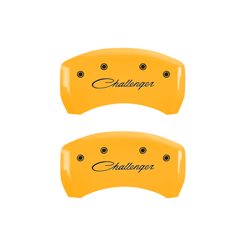 MGP 4 Caliper Covers Engraved F & R Cursive/Challenger Yellow Finish Black Char 2006 Dodge Charger