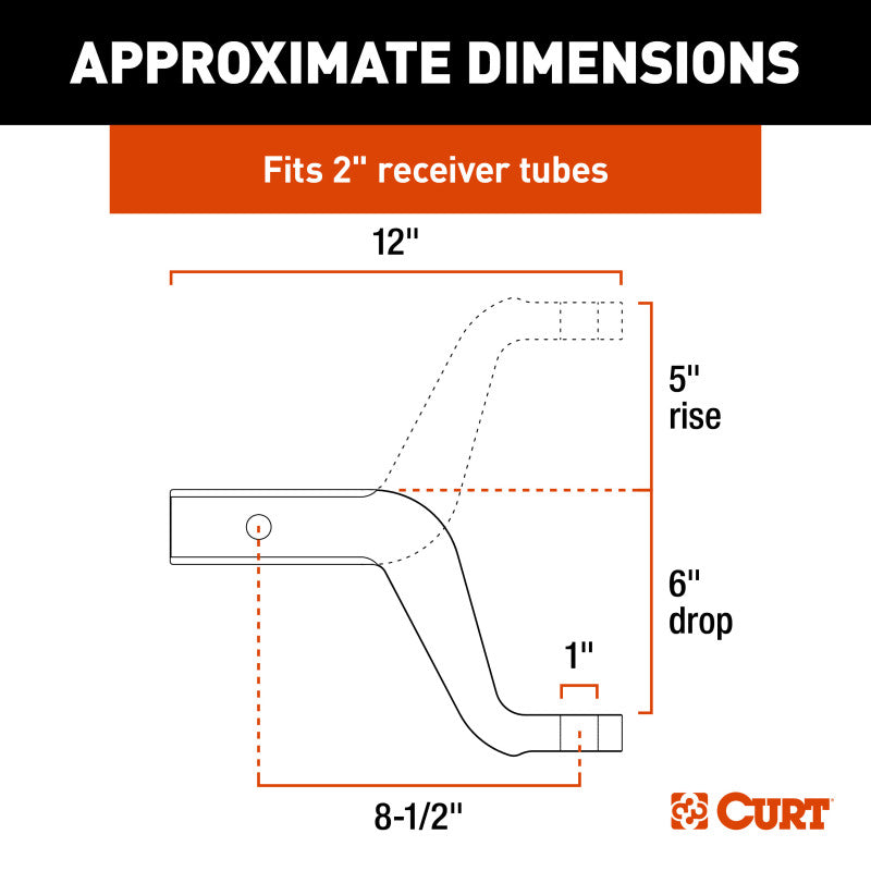 Curt Class 3 Aluminum Ball Mount (2in Shank 8000lbs 6in Drop 8-1/2in Long)