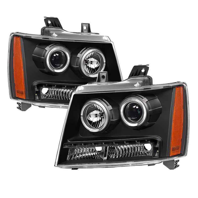 xTune Chevy Suburban 1500/2500 07-14 Halo Projector w/LED Headlights Black PRO-JH-CSUB07-LED-BK