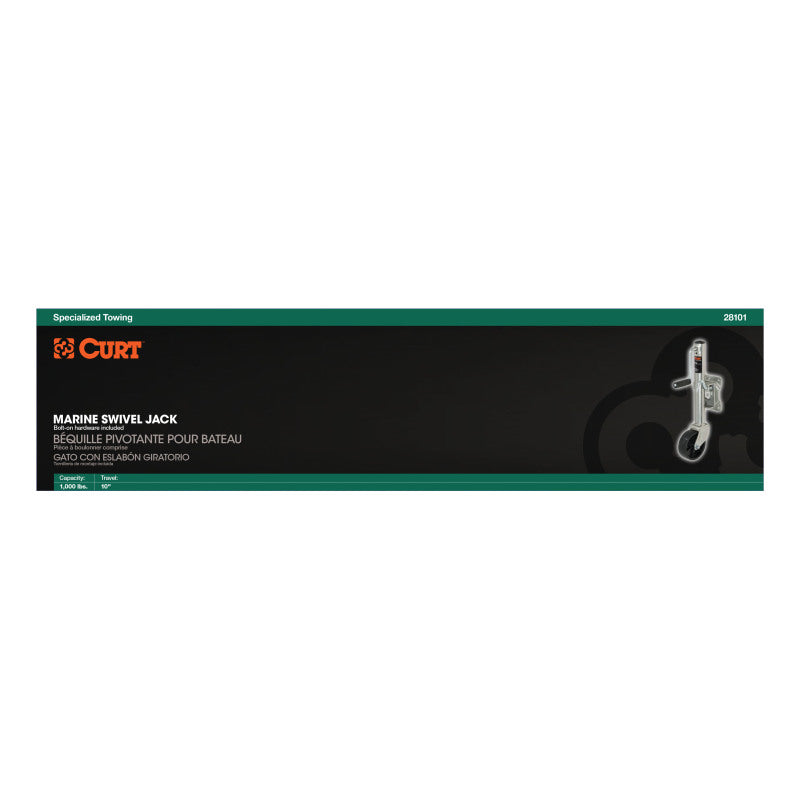 Curt Marine Jack w/6in Wheel (1000lbs 10in Travel Packaged)
