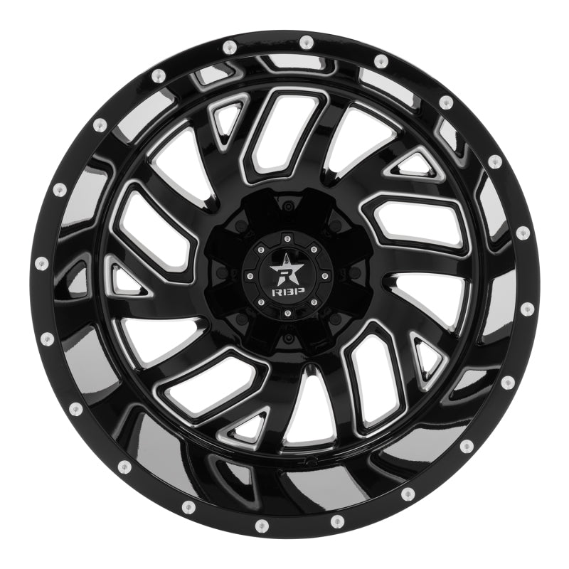 RBP 65R Glock 22x14 6x135 BP / 4.5 BS / -76mm Offset 87mm CB Gloss Black w/Machined Grooves Wheel