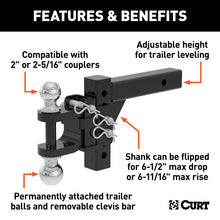 Load image into Gallery viewer, Curt Adjustable Multipurpose Ball Mount (2in Shank 2in &amp; 2-5/16in Balls)