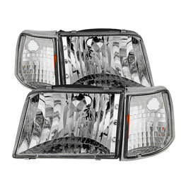 xTune Ford Ranger 93-97 Crystal Headlights w/ Corner Lights 4pcs Sets Chrome HD-JH-FR93-SET-C