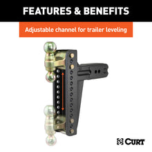 Load image into Gallery viewer, Curt Adjustable Channel Mount w/Dual Ball (3in Shank 21000lbs 10-5/8in Drop)