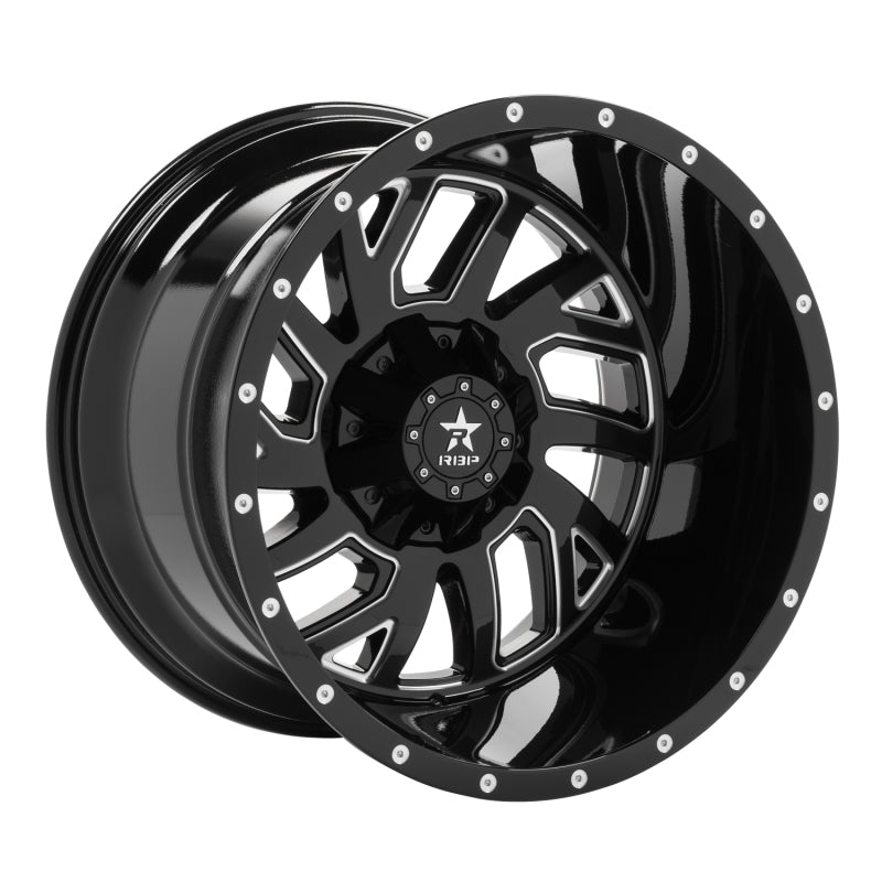RBP 65R Glock 22x14 5x127/139.7 BP / 4.5 BS -76mm Offset 78mm CB Gloss Black Machined Grooves Wheel