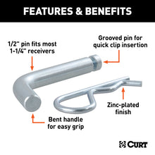 Load image into Gallery viewer, Curt 1/2in Hitch Pin w/Groove (1-1/4in Receiver Zinc)
