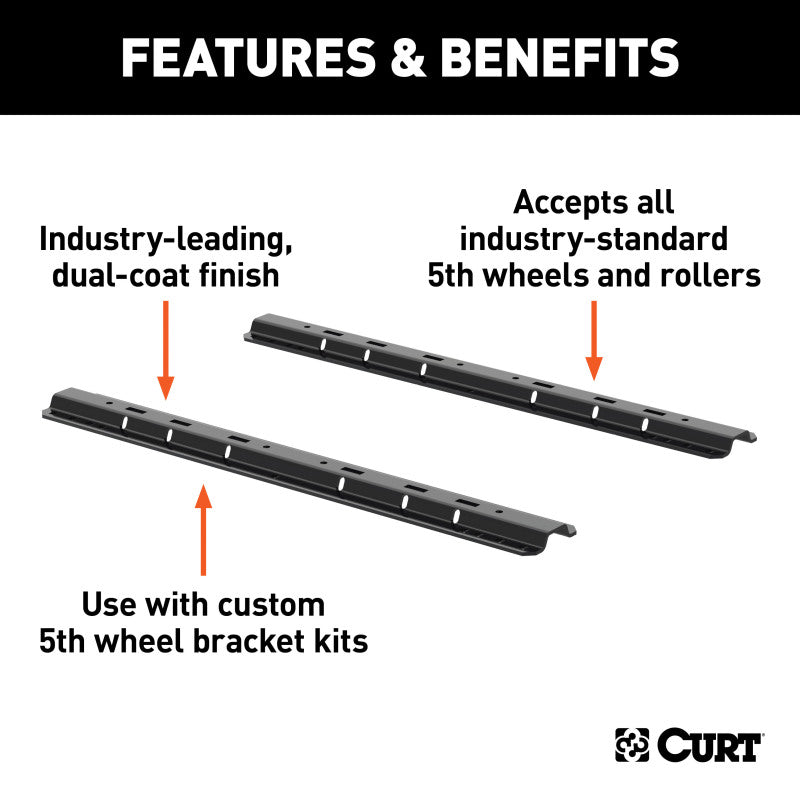 Curt Universal 5th Wheel Base Rails (Carbide Black)