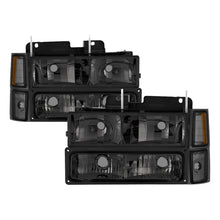 Load image into Gallery viewer, xTune Chevy Suburban 94-98 Headlights w/ Corner &amp; Parking Lights 8pcs Smoked HD-JH-CCK88-AM-SM-SET