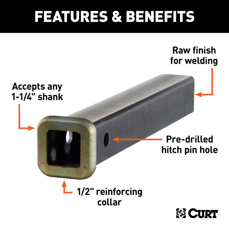Curt 12in Raw Steel Receiver Tubing (1-1/4in Receiver)