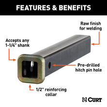 Load image into Gallery viewer, Curt 12in Raw Steel Receiver Tubing (1-1/4in Receiver)