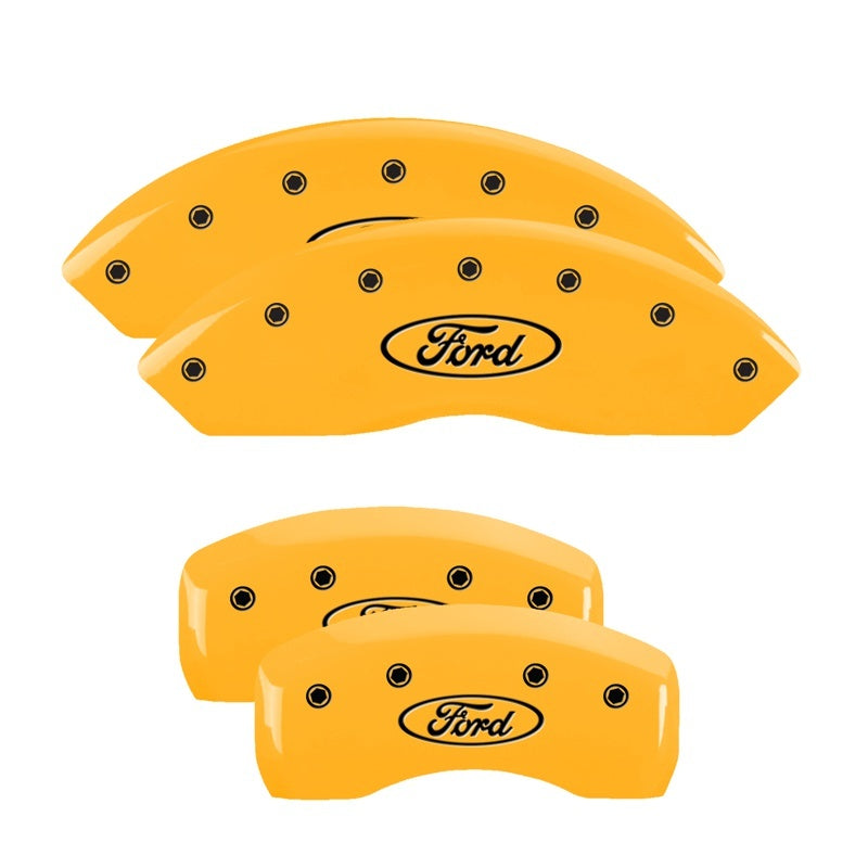 MGP 4 Caliper Covers Engraved F & R Oval Logo/Ford Yellow Finish Black Char 2002 Ford Explorer Sport