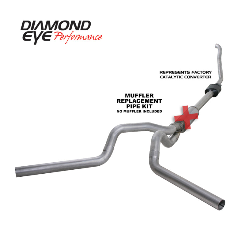 Diamond Eye KIT 4in Turbo Back MFLR RPLCMENT PIPE DUAL ALUM94-97 5 7 3L F250/F350 PWRSTROKE NFS