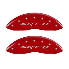 Load image into Gallery viewer, MGP 4 Caliper Covers Engraved Front &amp; Rear SRT8 Red finish silver ch
