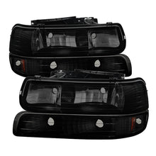 Load image into Gallery viewer, xTune Chevy Tahoe 00-06 Amber Crystal Headlights w/ Bumper Lights Black Smoke HD-JH-CSIL99-SET-BSM
