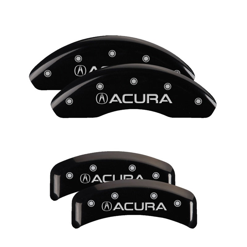 MGP 4 Caliper Covers Engraved Front & Rear Acura Black finish silver ch