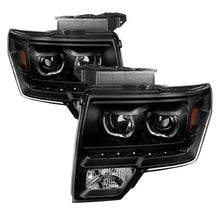 Load image into Gallery viewer, xTune Ford F150 09-14 Projector Headlights Halogen Model Only LED Halo Black PRO-JH-FF15009-CFB-BK