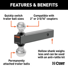 Load image into Gallery viewer, Curt Multi-Ball Mount (2in Hollow Shank 2in &amp; 2-5/16in Chrome Balls)