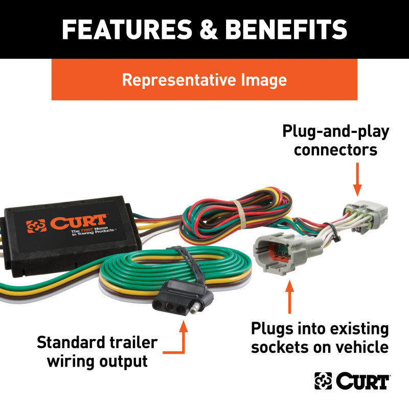 Curt 00-02 GMC Savana 2500 Custom Wiring Harness (4-Way Flat Output)