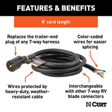 Load image into Gallery viewer, Curt 8ft Replacement 7-Way RV Blade Harness (Trailer Side Packaged)