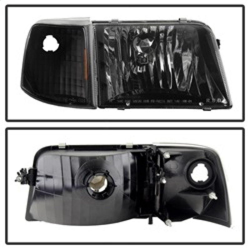 xTune Ford Ranger 93-97 Crystal Headlights w/ Corner Lights 4pcs Sets Black HD-JH-FR93-SET-BK