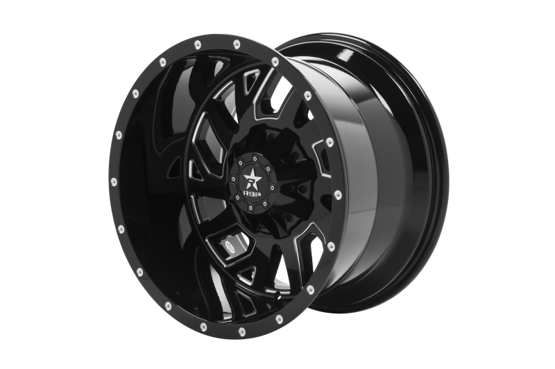 RBP 65R Glock 20x12 8x170 BP / 4.75 BS / -44mm Offset 125mm CB Gloss Black w/Machined Grooves Wheel
