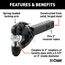 Load image into Gallery viewer, Curt Receiver-Mount Ball &amp; Pintle Combo (2in Shank 2in Ball 10000lbs)