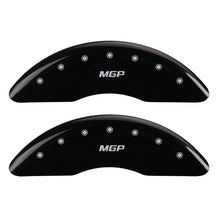 Load image into Gallery viewer, MGP 4 Caliper Covers Engraved Front &amp; Rear GMC Black finish silver ch
