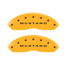 Load image into Gallery viewer, MGP 4 Caliper Covers Engraved Front Mustang - Engraved Rear S197/GT - Yellow Finish Blk Characters