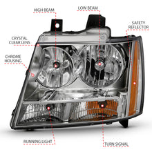 Load image into Gallery viewer, ANZO 2007-2014 Chevy Tahoe Crystal Headlight Chrome Amber(OE)