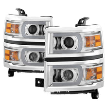 Load image into Gallery viewer, xTune Chevy Silverado 1500 14-15 Projector Headlights Light Bar DRL Chrome PRO-JH-CS14-LBDRL-C