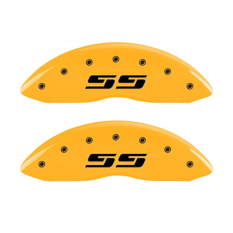 MGP 2 Caliper Covers Engraved Silverado SS Yellow Finish Blk Char 10 Chevy Silverado 1500