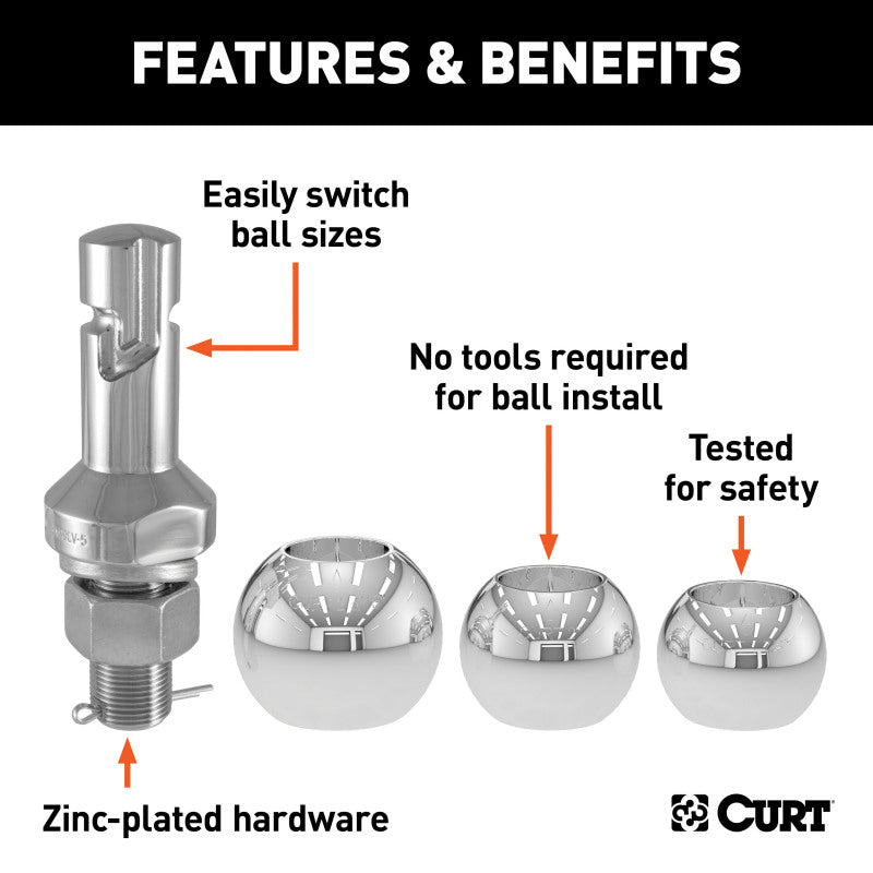 Curt Switch Ball Trailer Ball Set (1-7/8in 2in & 2-5/16in Balls 1in x 2-1/4in Shank)