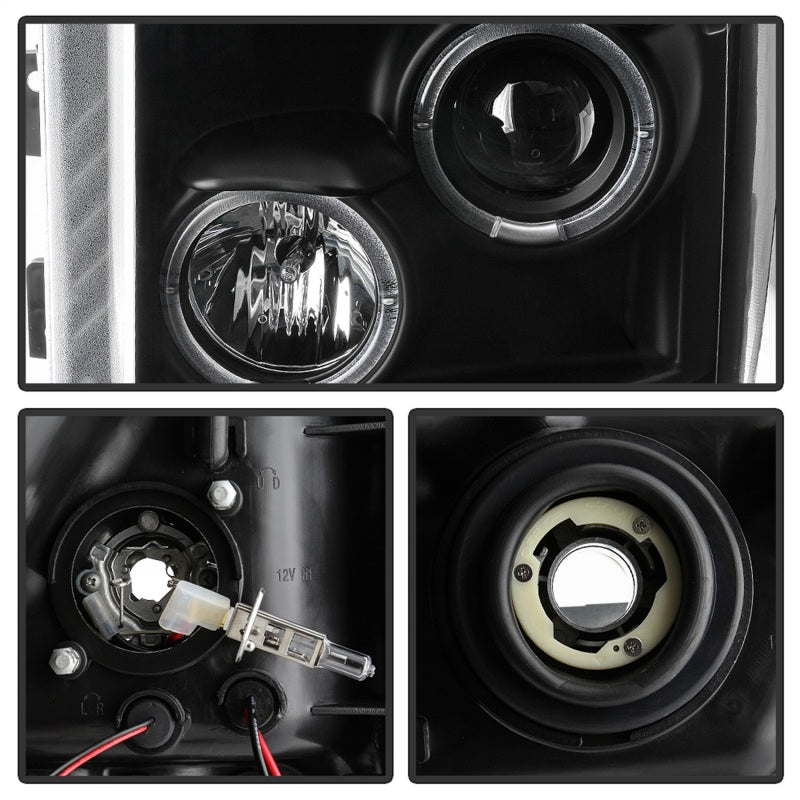 Spyder Ford Super Duty 11-16 Projector Headlights LED Halo DRL All Black PRO-YD-FS11-HL-BKV2
