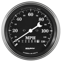 Load image into Gallery viewer, Auto Meter Gauge Speedo. 3 3/8in 120mph Elec. Prog. w/ Wheel Odo Old Tyme Black