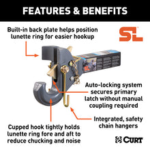 Load image into Gallery viewer, Curt SecureLatch Receiver-Mount Pintle Hook (14000lbs 2in Shank 2-1/2in / 3in Lunette)