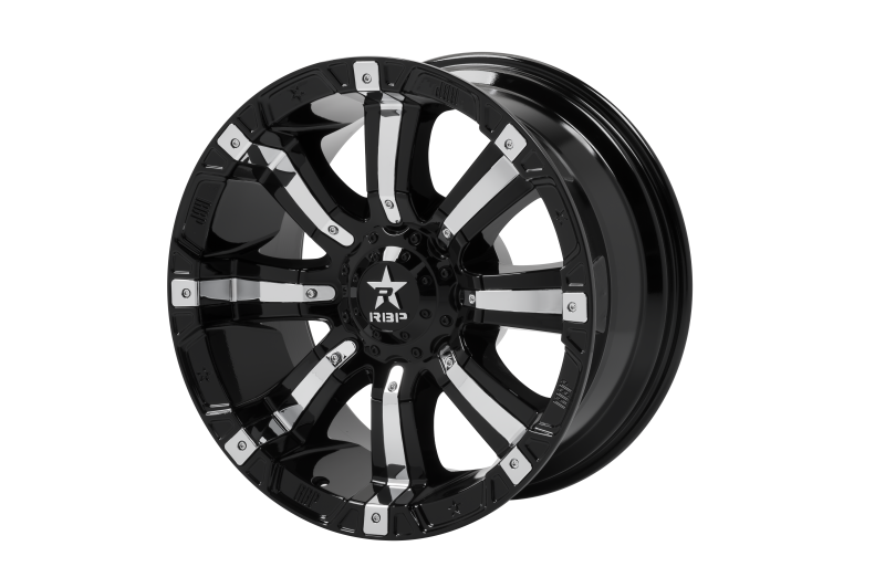 RBP 94R 20x10 8x170 BP / 6 BS 10mm Offset 129mm CB (Hub Centric) Black w/Chrome Inserts Wheel