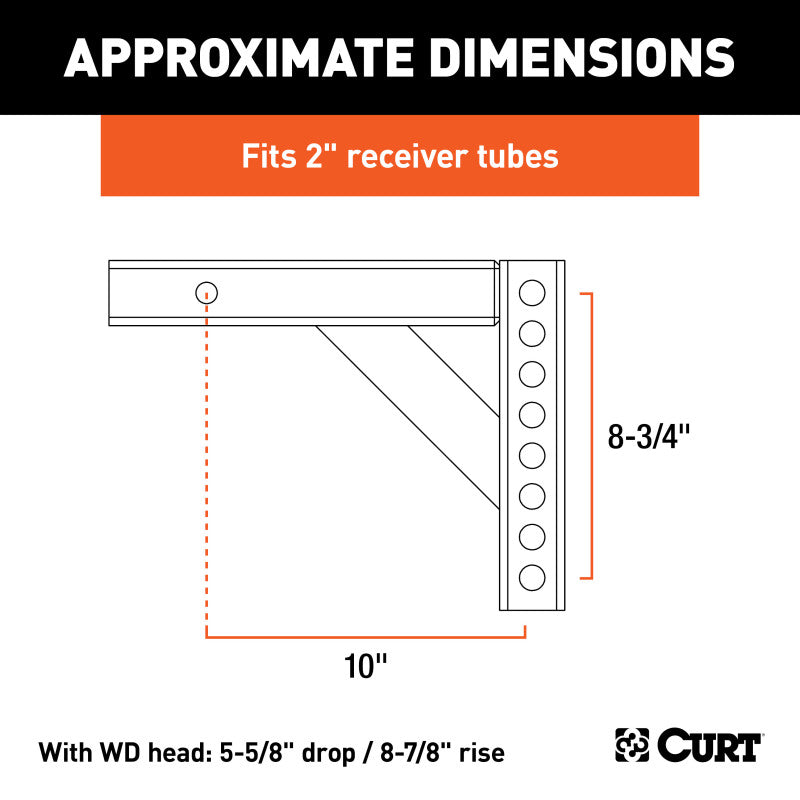 Curt Weight Distribution Shank (2in Shank 5-5/8in Drop 8-7/8in Rise)