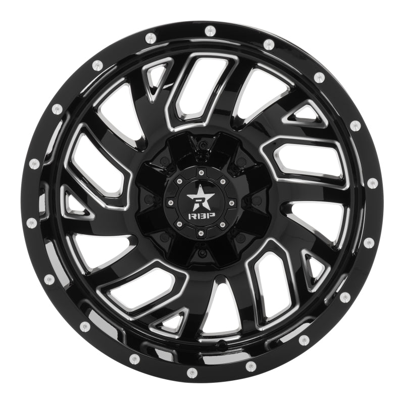 RBP 65R Glock 20x10 5x114.3 BP / 5.5 BS / 0mm Offset 78mm CB Gloss Black w/Machined Grooves Wheel