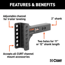 Load image into Gallery viewer, Curt Replacement 2in Adjustable Channel Mount Shank (6000lbs)