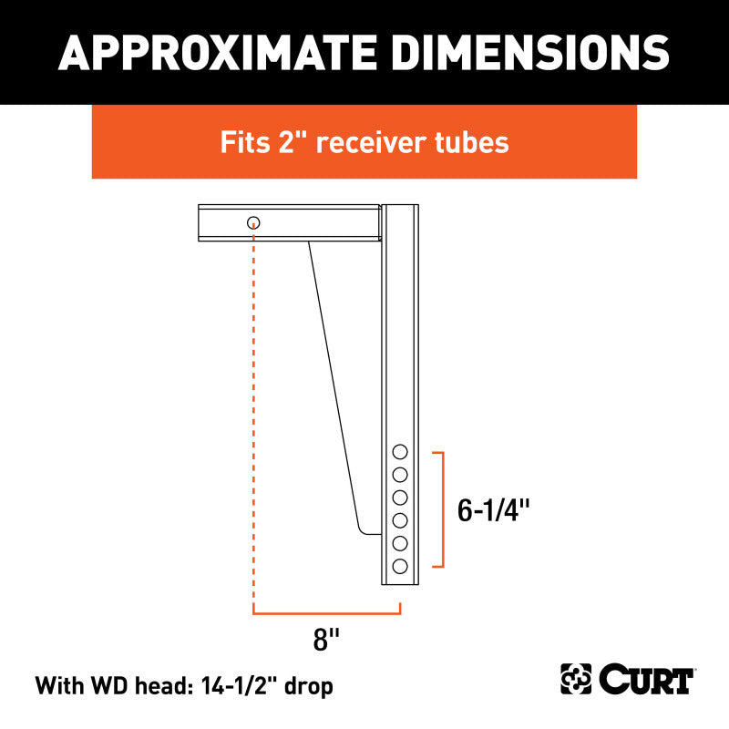 Curt Weight Distribution Shank (2in Shank 14-1/2in Drop)