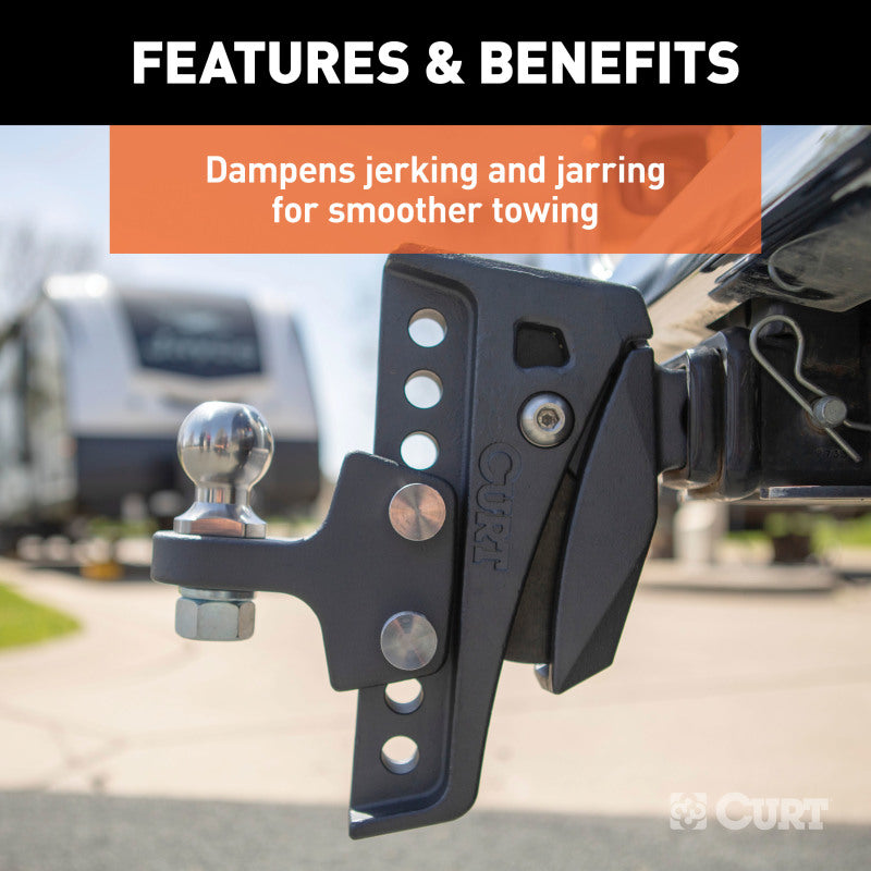 Curt Rebellion XD Adjustable Cushion Hitch Ball Mount (2in Shank 15000lbs 6-1/4in Drop)
