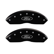 Load image into Gallery viewer, MGP Front set 2 Caliper Covers Engraved Front Oval logo/Ford Black finish silver ch