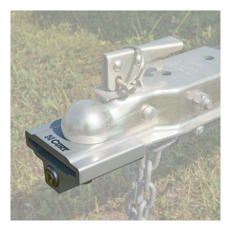 Curt Trailer Coupler Lock for 1-7/8in or 2in Flat Lip Couplers (Grey Aluminum)